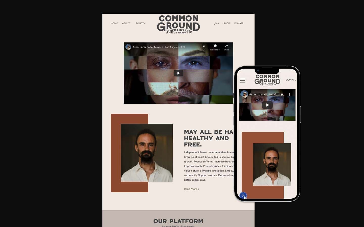 Asher Luzatto for Mayor Desktop and MobileMockup Image