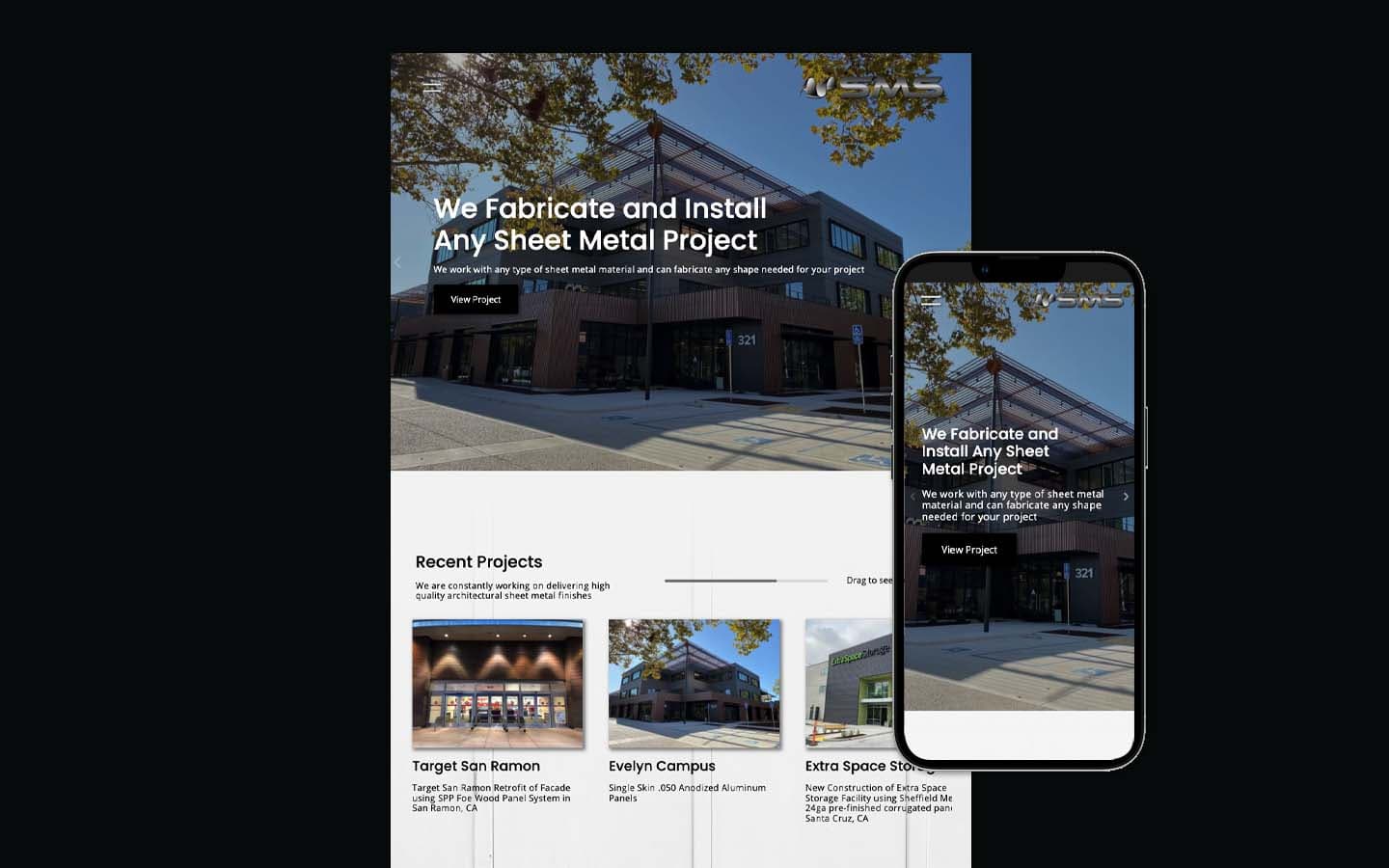 Desktop and Mobile Mockups of Sheet Metal Systems Inc.